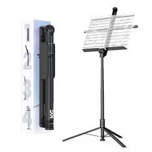Capsule Music Stand for Sheet Music, 66" Portable Music Stand | No Assembly, Folding Design for Travel, 29"-66" Adjustable Height, Foldable Tray Fits A3 Sheets, Dual 1/4" Mounts Capsule Music Stand for Sheet Music, 66" Portable Music Stand | No Assembly, Folding Design for Travel, 29"-66" Adjustable Height, Foldable Tray Fits A3 Sheets, Dual 1/4" Mounts