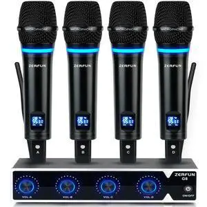 4 Channel Rechargeable Wireless Microphone System, Pro UHF Metal Handheld Wireless Microphones Cordless Mics for Karaoke Singing Church with VOL Control, 4x50 Adjustable Frequency(G8) 4 Channel Rechargeable Wireless Microphone System, Pro UHF Metal Handheld Wireless Microphones Cordless Mics for Karaoke Singing Church with VOL Control, 4x50 Adjustable Frequency(G8)