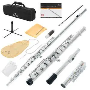 Closed Hole C Flute - Musical Instrument, Beginner/Intermediate Flute in Band & Orchestra, Nickel Closed Hole C Flute - Musical Instrument, Beginner/Intermediate Flute in Band & Orchestra, Nickel