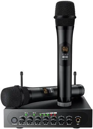 UHF Wireless Microphone with Volume Treble Bass Echo Control, Wireless Rechargeable Mic Dual Handheld Dynamic Mic System (Bluetooth UHF Base Station Echo/Treble/Bass Control) UHF Wireless Microphone with Volume Treble Bass Echo Control, Wireless Rechargeable Mic Dual Handheld Dynamic Mic System (Bluetooth UHF Base Station Echo/Treble/Bass Control)