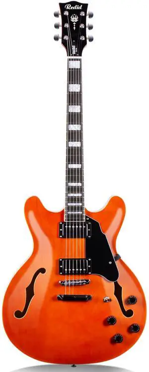 Semi-Hollow Body Electric Guitar RD-100 Jazz Guitar with F-Hole,Maple neck,humbucker Pickups(Orange) Semi-Hollow Body Electric Guitar RD-100 Jazz Guitar with F-Hole,Maple neck,humbucker Pickups(Orange)
