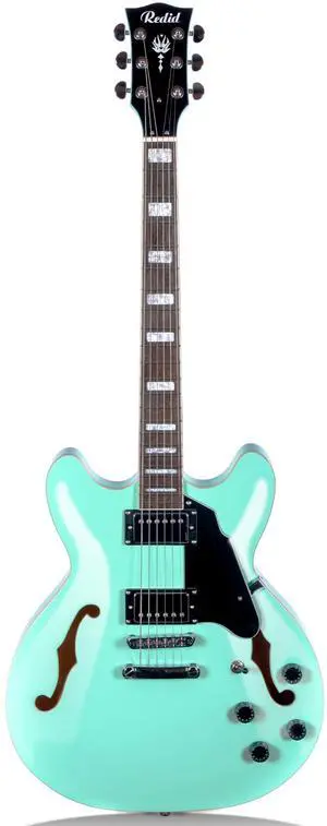 Semi-Hollow Body Electric Guitar RD-100 Jazz Guitar with F-Hole,Maple neck,humbucker Pickups(Green) Semi-Hollow Body Electric Guitar RD-100 Jazz Guitar with F-Hole,Maple neck,humbucker Pickups(Green)