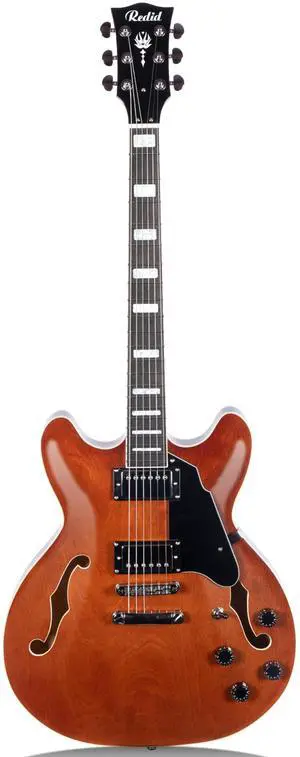 Semi-Hollow Body Electric Guitar RD-100 Jazz Guitar with F-Hole,Maple neck,humbucker Pickups(Brown) Semi-Hollow Body Electric Guitar RD-100 Jazz Guitar with F-Hole,Maple neck,humbucker Pickups(Brown)