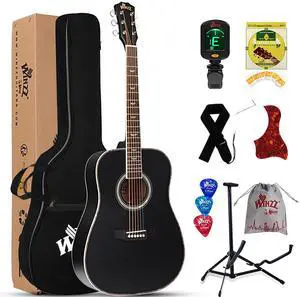 Acoustic Guitars Full Size, 4/4 Folk Guitar for Beginners Adults, Acoustic Steel-string Guitar Black (41 Inches Acoustic Guitars Full Size, 4/4 Folk Guitar for Beginners Adults, Acoustic Steel-string Guitar Black (41 Inches