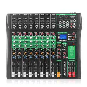 8 Channel Audio Mixer, Professional DJ Mixer Board Sound Music Mixing Console Digital Mixer with Reverb, Bluetooth, USB Port, 48V Phantom Power for Recording Karaoke Podcasting 8 Channel Audio Mixer, Professional DJ Mixer Board Sound Music Mixing Console Digital Mixer with Reverb, Bluetooth, USB Port, 48V Phantom Power for Recording Karaoke Podcasting