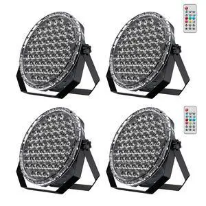 54x1W RGB LED Stage DJ Par Lights with Remote Control, 4 Pack | Ultra Slim,RGB,Remote Control,Ultra-Bright LED Panel,One-piece die cast housing,Auto/Sound/DMX512/Master-slave Mode,Portable 54x1W RGB LED Stage DJ Par Lights with Remote Control, 4 Pack | Ultra Slim,RGB,Remote Control,Ultra-Bright LED Panel,One-piece die cast housing,Auto/Sound/DMX512/Master-slave Mode,Portable