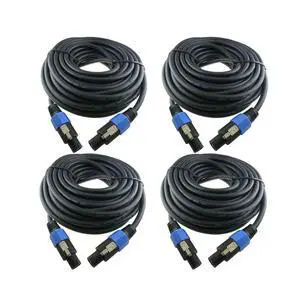 4X 25 Feet Professional Speakon to Speakon Cables Wire, 12 Gauge AWG 2-Conductor Audio Amplifier Speaker Cord, 4 Pack 4X 25 Feet Professional Speakon to Speakon Cables Wire, 12 Gauge AWG 2-Conductor Audio Amplifier Speaker Cord, 4 Pack
