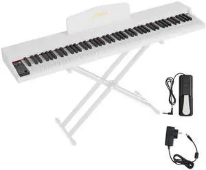 Digital Piano 88 Key Weighted, Full Size Electric Keyboard Piano for Beginners, Portable Piano Keyboard with Sheet Music Stand, Sustain Pedal, Power Adapter, White (Keyboard Only) Digital Piano 88 Key Weighted, Full Size Electric Keyboard Piano for Beginners, Portable Piano Keyboard with Sheet Music Stand, Sustain Pedal, Power Adapter, White (Keyboard Only)