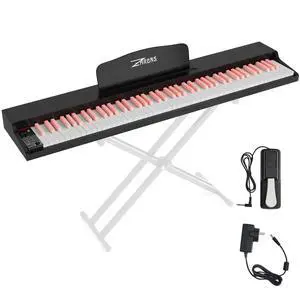 88 Key Weighted Keyboard Piano with Sustain Pedal, Power Adapter & Sheet Music Stand - Home Digital Piano, Black Pink (Keyboard Only) 88 Key Weighted Keyboard Piano with Sustain Pedal, Power Adapter & Sheet Music Stand - Home Digital Piano, Black Pink (Keyboard Only)