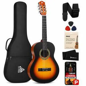 Beginner Acoustic Guitar Kit, 1/4 Junior Size All Wood Instrument for Kids, Adults, 30" Sunburst Teardrop Matte Beginner Acoustic Guitar Kit, 1/4 Junior Size All Wood Instrument for Kids, Adults, 30" Sunburst Teardrop Matte