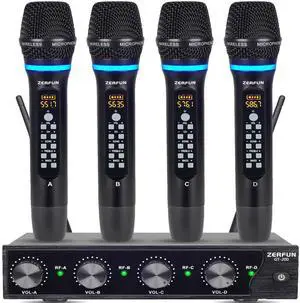 4 Channel Rechargeable Wireless Microphone System, Pro UHF Metal Handheld Wireless Microphones Cordless Mics with Echo Treble BASS VOL Channel Control for Karaoke Singing Church(GT-200) 4 Channel Rechargeable Wireless Microphone System, Pro UHF Metal Handheld Wireless Microphones Cordless Mics with Echo Treble BASS VOL Channel Control for Karaoke Singing Church(GT-200)