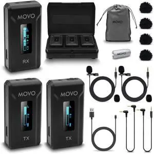WMX-2-DUO Wireless Camera Microphone Lapel Mic with Charging Case - Lav Mic, Wireless Lapel Microphone 2.4GHz Lavalier, Lav Mic for Vlogging, DSLR, Computer WMX-2-DUO Wireless Camera Microphone Lapel Mic with Charging Case - Lav Mic, Wireless Lapel Microphone 2.4GHz Lavalier, Lav Mic for Vlogging, DSLR, Computer