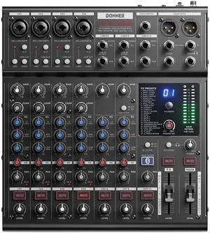 DAM1000 10-Channel Analog DJ Audio Mixer Sound Board, with 4 Premium LAXY-PRE Microphone, 48V Phantom Power Preamps, BT 5.3, 48kHz 24Bit Sample Rate DAM1000 10-Channel Analog DJ Audio Mixer Sound Board, with 4 Premium LAXY-PRE Microphone, 48V Phantom Power Preamps, BT 5.3, 48kHz 24Bit Sample Rate