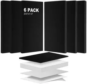 6PCS Fiberglass Acoustic Panels, Black, 23.6"x11.8"x2" Thick | Self-Adhesive, Sound Proof for Walls, Sound Absorbing, Recording Studio Acoustical Treatments 6PCS Fiberglass Acoustic Panels, Black, 23.6"x11.8"x2" Thick | Self-Adhesive, Sound Proof for Walls, Sound Absorbing, Recording Studio Acoustical Treatments