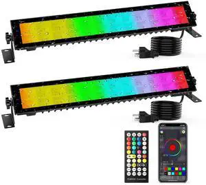 LED Stage Wash Light Bar 2Pack: 16" 48W RGBCW Wash Lights - APP & Remote Control - IP66 Waterproof - Timing & Music Sync - Uplighting for Events Outdoor Indoor Party Wall Washing Garden Landscape LED Stage Wash Light Bar 2Pack: 16" 48W RGBCW Wash Lights - APP & Remote Control - IP66 Waterproof - Timing & Music Sync - Uplighting for Events Outdoor Indoor Party Wall Washing Garden Landscape