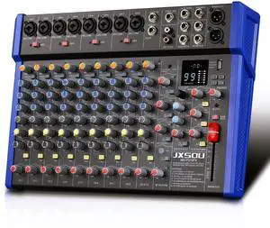 14-Channel Sound Mixer Board with Bluetooth Studio Console | XLR mic jack, 99 DSP reverb effects, and +48V phantom power for karaoke, studio streaming, and recording 14-Channel Sound Mixer Board with Bluetooth Studio Console | XLR mic jack, 99 DSP reverb effects, and +48V phantom power for karaoke, studio streaming, and recording