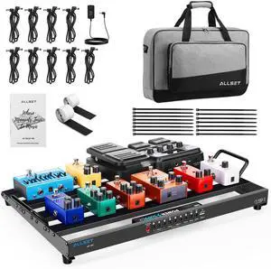AP-80 Guitar Effects Pedal Board with Built-in High Current Power Supply | Noise Reduction | Durable Aluminum Case | Patch Cables& Portable Gig Bag|For Electric Guitar & Bass AP-80 Guitar Effects Pedal Board with Built-in High Current Power Supply | Noise Reduction | Durable Aluminum Case | Patch Cables& Portable Gig Bag|For Electric Guitar & Bass
