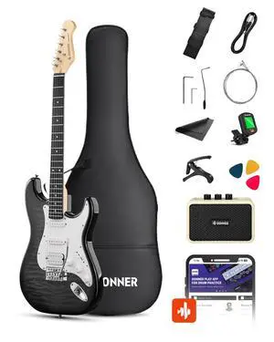DST-90 Electric Guitar, 39" Full Size Beginner Electric Guitar Kit with Amp, HSS Pickup, Gig Bag, Tuner, Capo, Strap, Strings, Cable, Picks, Black Burst DST-90 Electric Guitar, 39" Full Size Beginner Electric Guitar Kit with Amp, HSS Pickup, Gig Bag, Tuner, Capo, Strap, Strings, Cable, Picks, Black Burst
