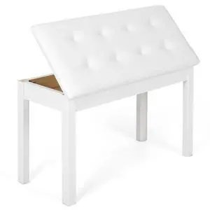 Piano Stool with Storage Piano Stool with Padding Wooden Keyboard Piano Double Seat with Waterproof and Non-Slip, White Piano Stool with Storage Piano Stool with Padding Wooden Keyboard Piano Double Seat with Waterproof and Non-Slip, White