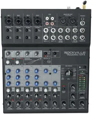 ROCKMIX 10FX 10 Channel USB Interface Mixer with 2-Way Bluetooth | 16 DSP Effects, 48V Phantom Power, Compressor, 3-Band EQ, Bluetooth 5.0, XLR Outputs, Steel Construction, Vocal Canceler ROCKMIX 10FX 10 Channel USB Interface Mixer with 2-Way Bluetooth | 16 DSP Effects, 48V Phantom Power, Compressor, 3-Band EQ, Bluetooth 5.0, XLR Outputs, Steel Construction, Vocal Canceler