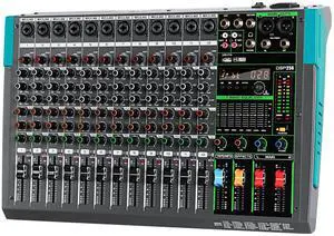 PA12 Professional Audio Mixer Sound Board Console Desk System Interface 12 Channel Digital USB Bluetooth MP3 Computer Input 48V Phantom Power Built-in 256 Reverb Effect, Black PA12 Professional Audio Mixer Sound Board Console Desk System Interface 12 Channel Digital USB Bluetooth MP3 Computer Input 48V Phantom Power Built-in 256 Reverb Effect, Black