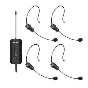 ES-384 4-Channel UHF Wireless Headset Microphone System for Church, Teaching, Fitness, Stage and Events, 4 Headset Mics with 6.35mm Plug-in Rechargeable Receiver, 164ft Range ES-384 4-Channel UHF Wireless Headset Microphone System for Church, Teaching, Fitness, Stage and Events, 4 Headset Mics with 6.35mm Plug-in Rechargeable Receiver, 164ft Range