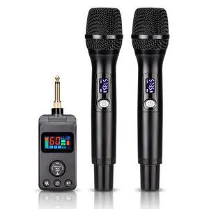 Microphone, Rechargeable Dual Microphones Karaoke Cordless Mic with Receiver for Karaoke Singing Speech Church, Compatible with Smartphone Laptop Microphone, Rechargeable Dual Microphones Karaoke Cordless Mic with Receiver for Karaoke Singing Speech Church, Compatible with Smartphone Laptop