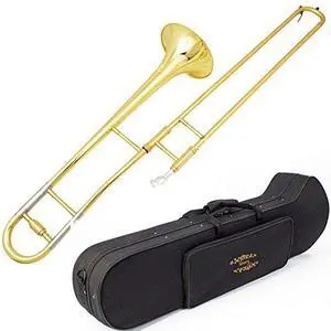 GTD-2 B Flat Brass Trombone with Case & 12C Mouthpiece,Gold Finished,Tenor Trombone GTD-2 B Flat Brass Trombone with Case & 12C Mouthpiece,Gold Finished,Tenor Trombone