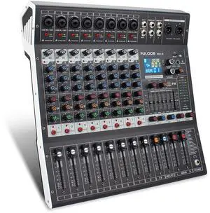 8-Channel Professional Audio Mixer Sound Board Console 99 Bit DSP Digital Processor w/USB Bluetooth MP3 for PC Recording Input, XLR Microphone Jack, 48V Power, DJ Mixer 8-Channel Professional Audio Mixer Sound Board Console 99 Bit DSP Digital Processor w/USB Bluetooth MP3 for PC Recording Input, XLR Microphone Jack, 48V Power, DJ Mixer