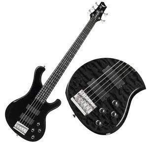 Electric Bass Guitar 5 Strings Full-Size Standard Solid Wood Electric Bass, Ripple Elm Wood Body, Flowing Water Wave Design, Each Guitar Has Unique Grain, A True Piece of Art DB120 (Black) Electric Bass Guitar 5 Strings Full-Size Standard Solid Wood Electric Bass, Ripple Elm Wood Body, Flowing Water Wave Design, Each Guitar Has Unique Grain, A True Piece of Art DB120 (Black)