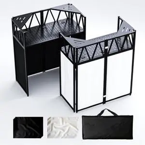 DJ Table Stand Portable Booth, All-Metal Heavy-Duty Foldable DJ Stand, Iron Plate Surface DJ Facade Booth, with 8 Machine-Washable Scrims, Travel Bag DJ Table Stand Portable Booth, All-Metal Heavy-Duty Foldable DJ Stand, Iron Plate Surface DJ Facade Booth, with 8 Machine-Washable Scrims, Travel Bag