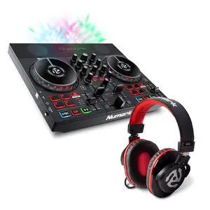 DJ Controller Bundle - DJ Set with Built in Speakers, Party Lights, DJ Mixer, Audio Interface and DJ Headphones - Party Mix Live and HF175 DJ Controller Bundle - DJ Set with Built in Speakers, Party Lights, DJ Mixer, Audio Interface and DJ Headphones - Party Mix Live and HF175