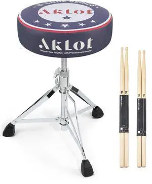 Graphic Round-Top Drum Throne: Height Adjustable Drum Stool, with Thickened Sponge Seat, Bold Yet Edgy Graphic Throne, 5A and 7A Drumsticks, Sturdy Tripod Base with Non-Slip Rubber Feet (TR-ST) Graphic Round-Top Drum Throne: Height Adjustable Drum Stool, with Thickened Sponge Seat, Bold Yet Edgy Graphic Throne, 5A and 7A Drumsticks, Sturdy Tripod Base with Non-Slip Rubber Feet (TR-ST)