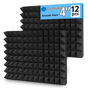 Thick Acoustic Foam Panels, 12 X 12 X 4 Inch 12 Pcs Broadband Sound Absorbing Foam, Dense Soundproof Padding Tile, Recording Studio Foam Absorber, Pyramid Decorative 3D Wall Ceiling Panel Thick Acoustic Foam Panels, 12 X 12 X 4 Inch 12 Pcs Broadband Sound Absorbing Foam, Dense Soundproof Padding Tile, Recording Studio Foam Absorber, Pyramid Decorative 3D Wall Ceiling Panel