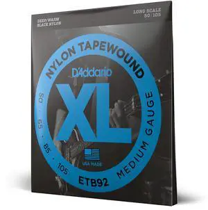 Tapewound Bass Strings ETB92, 50-105, 4-String, Long Scale | tapewound bass strings deliver smooth feel, deep warm tone, reduced finger noise and dependable tuning stability Tapewound Bass Strings ETB92, 50-105, 4-String, Long Scale | tapewound bass strings deliver smooth feel, deep warm tone, reduced finger noise and dependable tuning stability