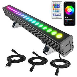 Smart Wall Washer Light Bar 20in RGBCW Linkable Waterproof LED Light for Indoors/Outdoors with App/Voice Control, 16M Colors, Dimmable, Music Sync, 50 Scene Modes, Timer, AC120V Smart Wall Washer Light Bar 20in RGBCW Linkable Waterproof LED Light for Indoors/Outdoors with App/Voice Control, 16M Colors, Dimmable, Music Sync, 50 Scene Modes, Timer, AC120V