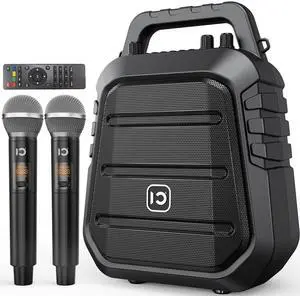 100W Powerful Voice Amplifier with 2 Wireless Microphones | Portable Speaker with Microphone, PA System with Sound Effects, Karaoke Machine Support BT/USB/TF Card/Aux/Guitar 100W Powerful Voice Amplifier with 2 Wireless Microphones | Portable Speaker with Microphone, PA System with Sound Effects, Karaoke Machine Support BT/USB/TF Card/Aux/Guitar