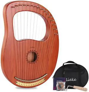 Lyre Harp 16 Strings with Bag Tuning Wrench,Metal Strings,Mahogany Body and Copper Saddle,Professional Lyre Harp instrument Gift for Beginner Musician Lyre Harp 16 Strings with Bag Tuning Wrench,Metal Strings,Mahogany Body and Copper Saddle,Professional Lyre Harp instrument Gift for Beginner Musician