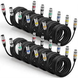 12 Pcs 25 Feet XLR Cable, 3-Pin XLR Male to Female Premium Balanced Microphone Cable, Stage Grade All Copper Conductors for Studio DJ Podcast Mixers Mics PA System(Multicolor) 12 Pcs 25 Feet XLR Cable, 3-Pin XLR Male to Female Premium Balanced Microphone Cable, Stage Grade All Copper Conductors for Studio DJ Podcast Mixers Mics PA System(Multicolor)