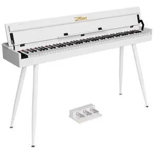88 Key Full-Weighted Digital Piano - Wooden Upright Electric Keyboard with Progressive Hammer Action, 3-Pedal Unit, Stand & Headphone Jack for Beginner Adults (White) 88 Key Full-Weighted Digital Piano - Wooden Upright Electric Keyboard with Progressive Hammer Action, 3-Pedal Unit, Stand & Headphone Jack for Beginner Adults (White)