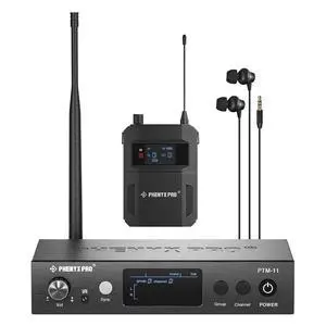 UHF Mono Wireless in-Ear Monitor System, Metal Wireless IEM System, Bodypack Receiver, 50 Adjustable Frequencies, Separate Outputs, 164ft Operation, Suitable for Band and Studio (PTM-11) UHF Mono Wireless in-Ear Monitor System, Metal Wireless IEM System, Bodypack Receiver, 50 Adjustable Frequencies, Separate Outputs, 164ft Operation, Suitable for Band and Studio (PTM-11)