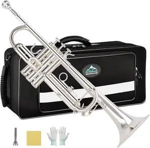 Bb Trumpet Standard Trumpet Set with Carrying Case,Gloves, 7C Mouthpiece, Tuning Rod (Silver) Bb Trumpet Standard Trumpet Set with Carrying Case,Gloves, 7C Mouthpiece, Tuning Rod (Silver)