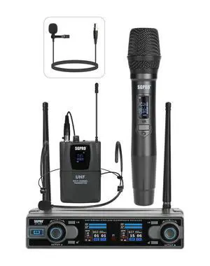 D-332HB Dual UHF Wireless Microphone System, Handheld and Bodypack | Handheld, head-worn and lavalier mics, Karaoke, DJ, church, classroom, live performance and PA systems D-332HB Dual UHF Wireless Microphone System, Handheld and Bodypack | Handheld, head-worn and lavalier mics, Karaoke, DJ, church, classroom, live performance and PA systems