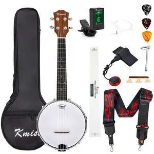 Concert Size Banjolele, 23'' Sapele 4 Strings Portable Mini Banjo Ukulele, With Gig Bag, Tuner, Banjos Strap, Strings, Piezo Pickup, Picks, Ruler, Wrench, Bridge Beginner Kit for Professionals Concert Size Banjolele, 23'' Sapele 4 Strings Portable Mini Banjo Ukulele, With Gig Bag, Tuner, Banjos Strap, Strings, Piezo Pickup, Picks, Ruler, Wrench, Bridge Beginner Kit for Professionals