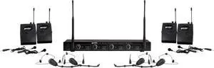 4-Mic UHF Wireless Headset & Lavalier System, 150ft (UHF-04HL) | 4-mic UHF headset & lavalier system - 4 channels, 517-537 MHz - 150 ft range - volume rotary control 4-Mic UHF Wireless Headset & Lavalier System, 150ft (UHF-04HL) | 4-mic UHF headset & lavalier system - 4 channels, 517-537 MHz - 150 ft range - volume rotary control