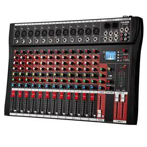 12 Channel Mixer Audio Console, CT-120S Professional Music Mixer DJ Mixing Board with Reverb Bluetooth MP3 Player 48V Phantom Power Supply USB Recording for Studio Karaoke Live Performance 12 Channel Mixer Audio Console, CT-120S Professional Music Mixer DJ Mixing Board with Reverb Bluetooth MP3 Player 48V Phantom Power Supply USB Recording for Studio Karaoke Live Performance