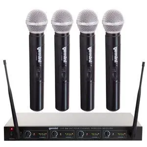 4-Mic UHF Wireless Handheld Microphone System (UHF-04M) | 4-mic UHF handheld system, 517-537 MHz - 150 ft range - compact receiver - for events & entertainment 4-Mic UHF Wireless Handheld Microphone System (UHF-04M) | 4-mic UHF handheld system, 517-537 MHz - 150 ft range - compact receiver - for events & entertainment