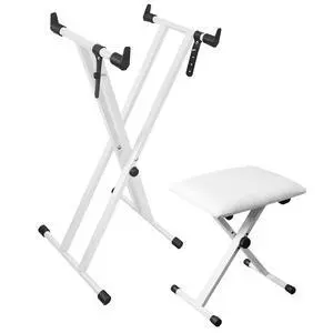 Longeye Extra Stability Piano Stand and Bench for 88-Key & 61-Key Piano Keyboard, Adjustable Piano Chair with cushion, Foldable X-Style Stand, Padded Seat, Compact, White Longeye Extra Stability Piano Stand and Bench for 88-Key & 61-Key Piano Keyboard, Adjustable Piano Chair with cushion, Foldable X-Style Stand, Padded Seat, Compact, White