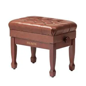 Genuine Leather Adjustable Piano Bench with Storage Compartment, Heavy Duty Solid Wooden Keyboard Stool with Padded Cushion Seat (Brown) Genuine Leather Adjustable Piano Bench with Storage Compartment, Heavy Duty Solid Wooden Keyboard Stool with Padded Cushion Seat (Brown)