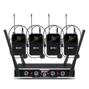 Audio Pro DU4004 UHF 4 Channel Wireless Microphone System with Lavalier Headset Mics, Ideal for Meeting Church Speech (4 Bodypack) Audio Pro DU4004 UHF 4 Channel Wireless Microphone System with Lavalier Headset Mics, Ideal for Meeting Church Speech (4 Bodypack)